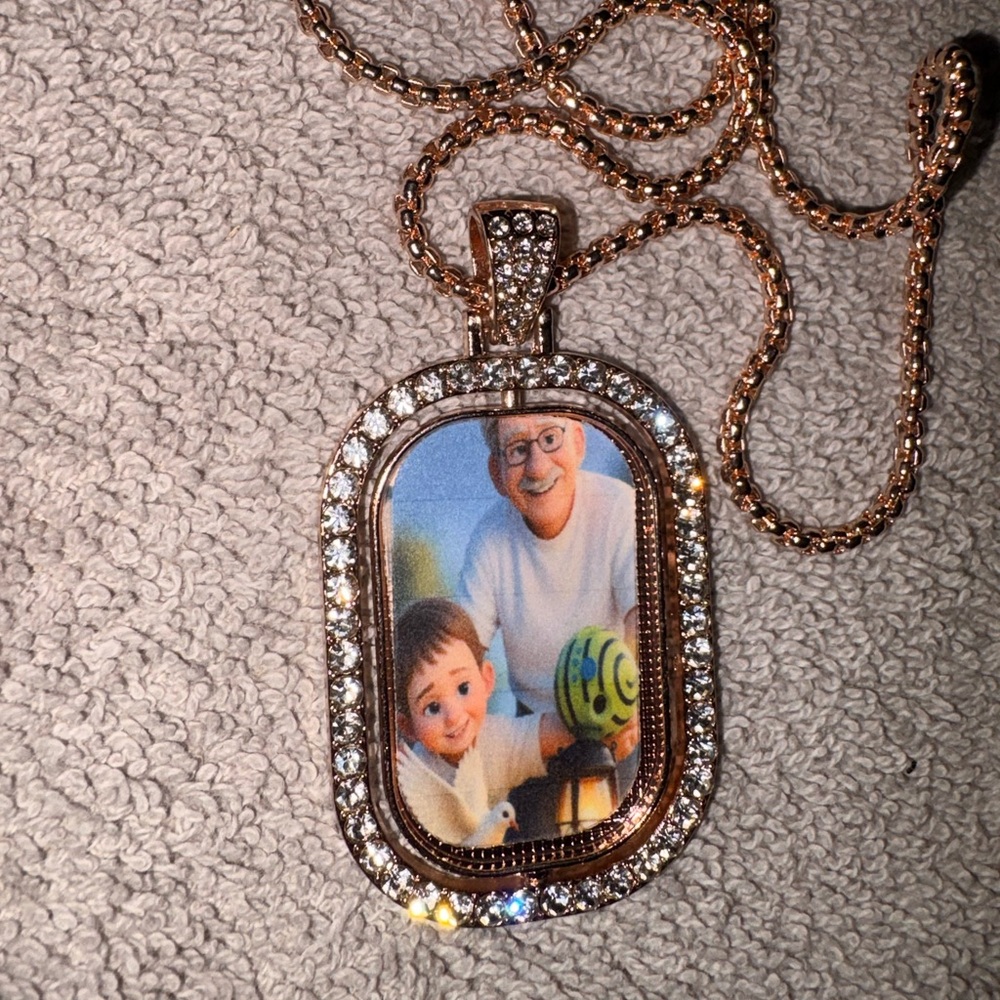 Gold and Silver Photo Pendant Necklace